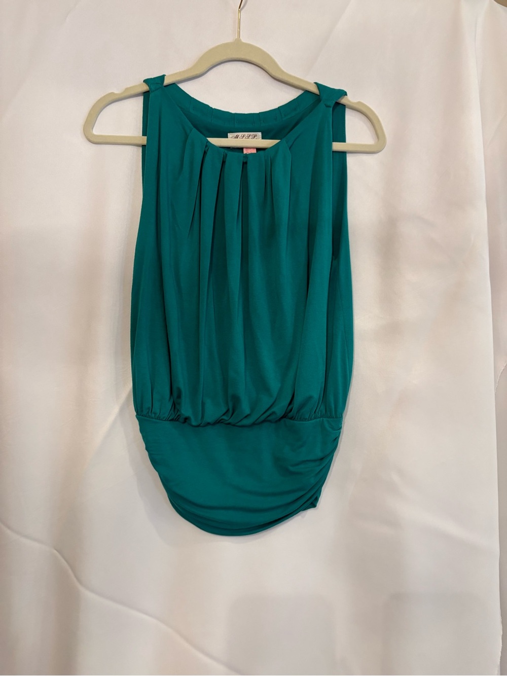 Women’s Teal Pleated Blouson Tank Top